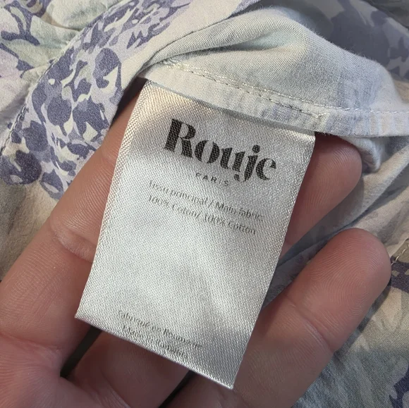 Rouje Bleu Flavie Button Down Pearl Floral Pastel Top Size 38 - Picture 10 of 10